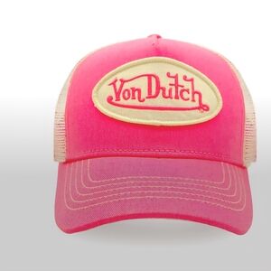 Von Dutch Hot Pink and Cream Logo Trucker Hat